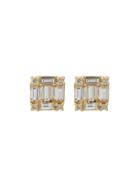 Shay Square Stacked Baguette Stud Earrings - Metallic