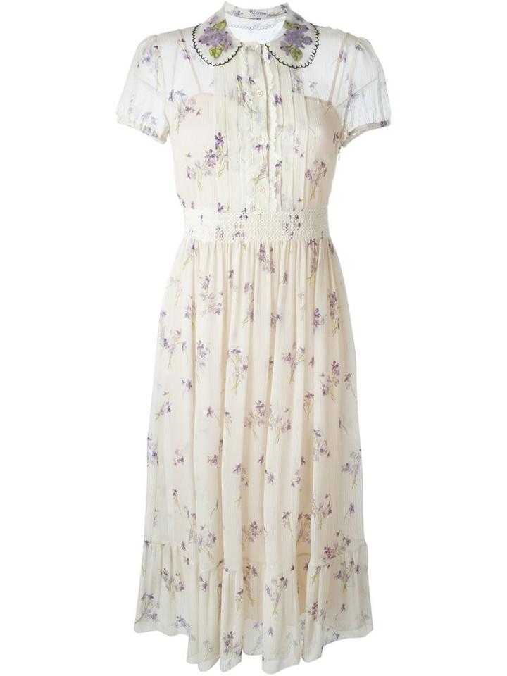 Red Valentino Wisteria Pattern Day Dress