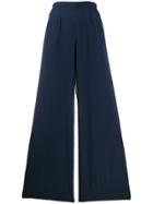 Chanel Pre-owned 1990s Silk Side-buttoned Wide-legged Trousers - Blue