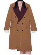 Gucci Asymmetric Wool Coat With Stitching - Neutrals