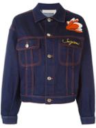 See By Chloé Flower Applique Denim Jacket, Women's, Size: 42, Blue, Cotton/spandex/elastane