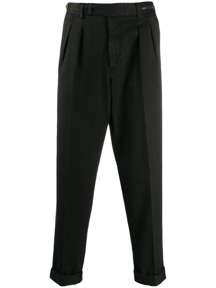 Pt01 Herringbone Tapered Trousers - Black