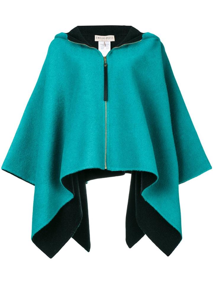 Emilio Pucci Oversized Hooded Cape - Green