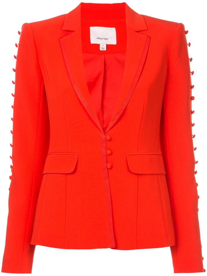 Cinq A Sept Button Embellished Fitted Blazer - Red