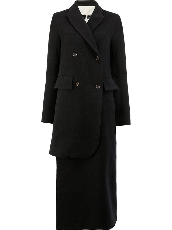 Uma Wang Asymmetric Double-breasted Coat - Black