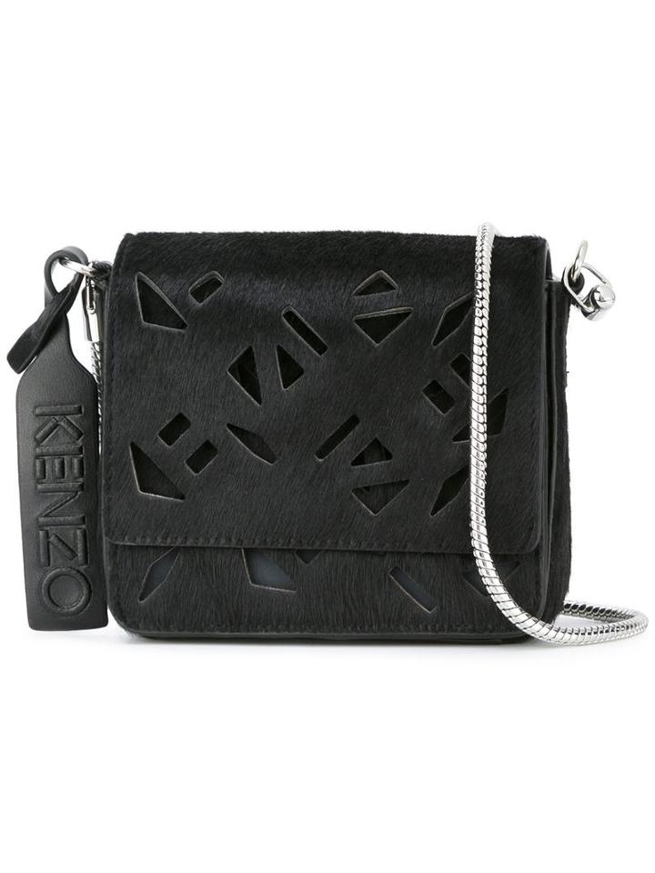 Kenzo 'flying Kenzo' Shoulder Bag, Women's, Black, Calf Hair/calf Leather