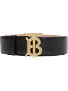 Burberry Monogram Motif Leather Belt - Black