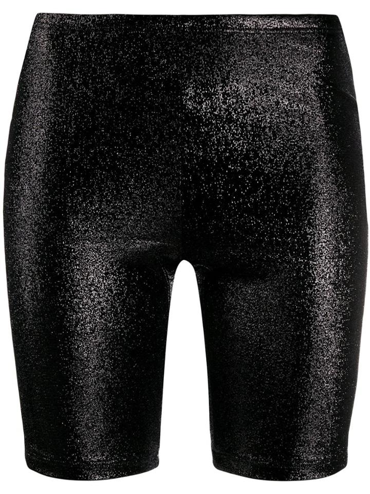 Paco Rabanne Metallized Logo Band Cycling Shorts - Black