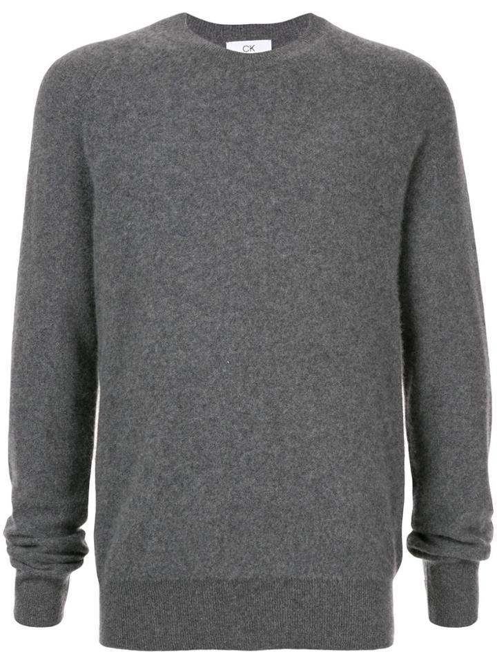 Ck Calvin Klein Long-sleeve Fitted Sweater - Grey