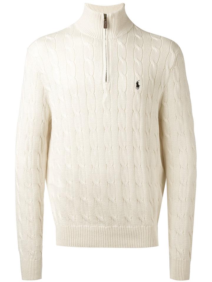 Polo Ralph Lauren - Cable Knit Zipped Jumper - Men - Cotton - L, Nude/neutrals, Cotton