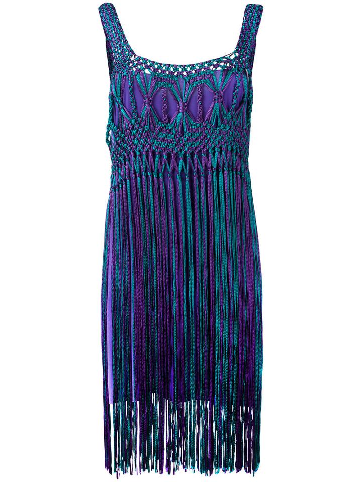 Alberta Ferretti Tassel Dress, Women's, Size: 44, Pink/purple, Rayon/other Fibers