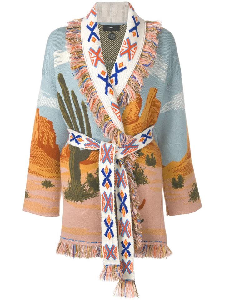 Alanui Desert Intarsia Wrap Cardigan - Blue