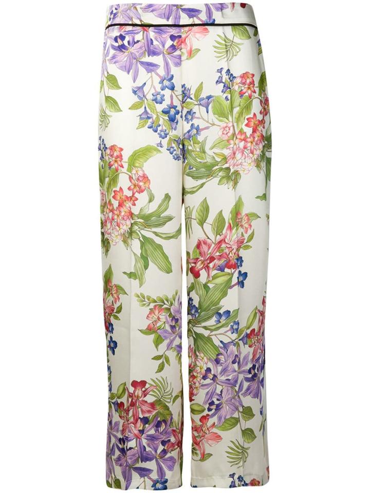 Liu Jo Cropped Fantasia Floral Trousers - Neutrals