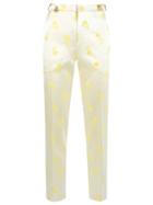 Reinaldo Lourenço Embroidered Trousers, Women's, Size: 42, Yellow/orange, Cotton/acetate