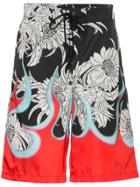 Prada Dahlia Flame Print Swim Shorts - Black