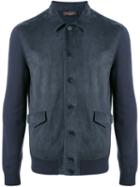 Contrast Sleeve Bomber Jacket - Men - Cashmere/lamb Nubuck Leather - 46, Blue, Cashmere/lamb Nubuck Leather, Loro Piana