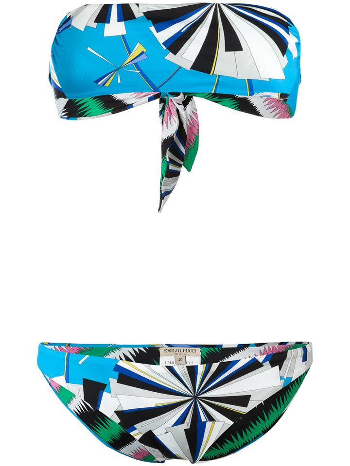 Emilio Pucci Printed Bikini, Women's, Size: 42, Blue, Polyamide/spandex/elastane