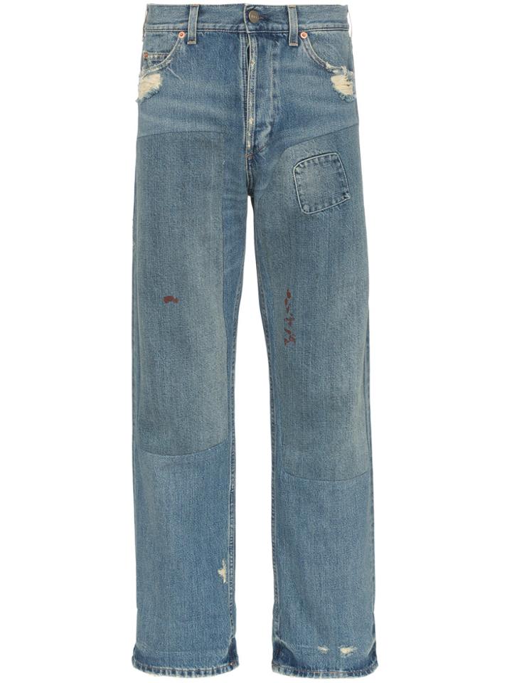 Gucci Distressed Patchwork Jeans - Blue