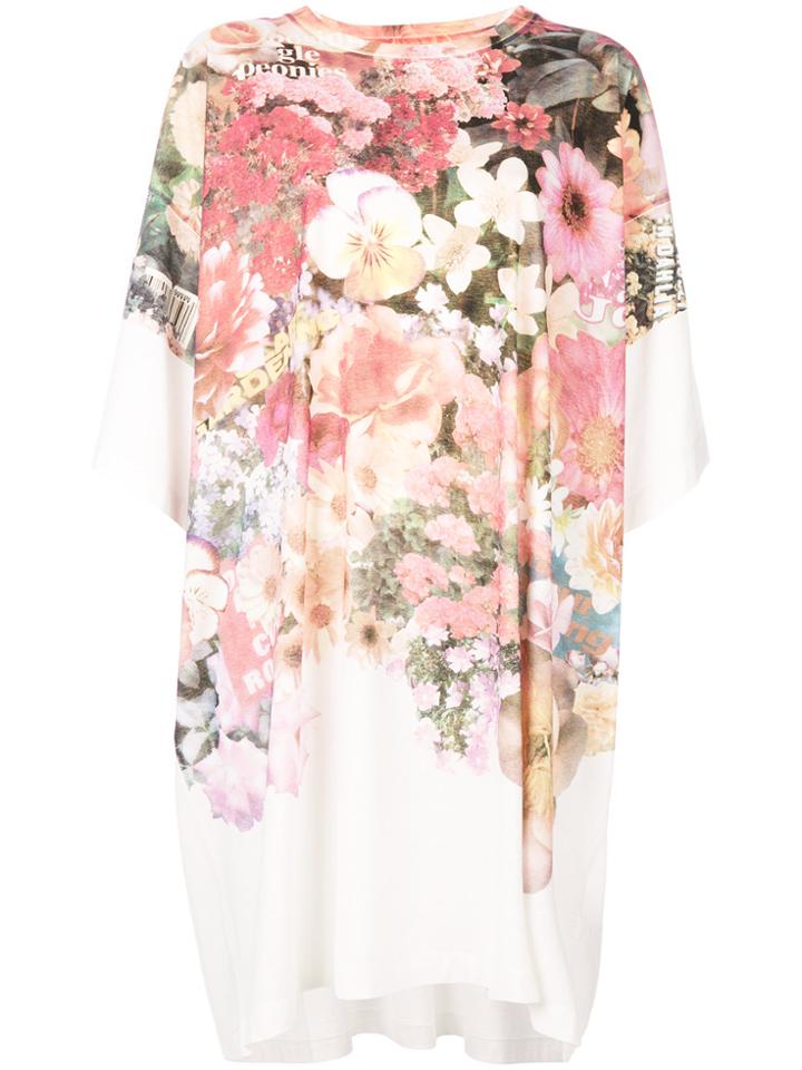 Mm6 Maison Margiela Flower Print T-shirt Dress - White