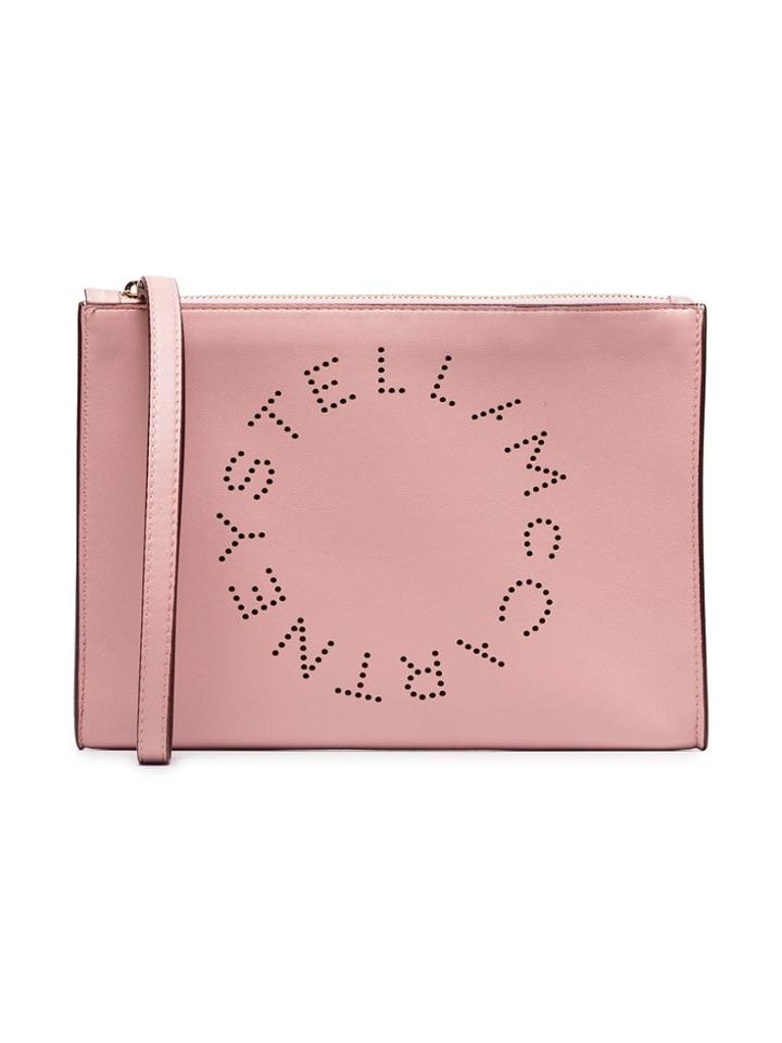 Stella Mccartney Wrist Strap Zipped Faux Leather Clutch - Pink