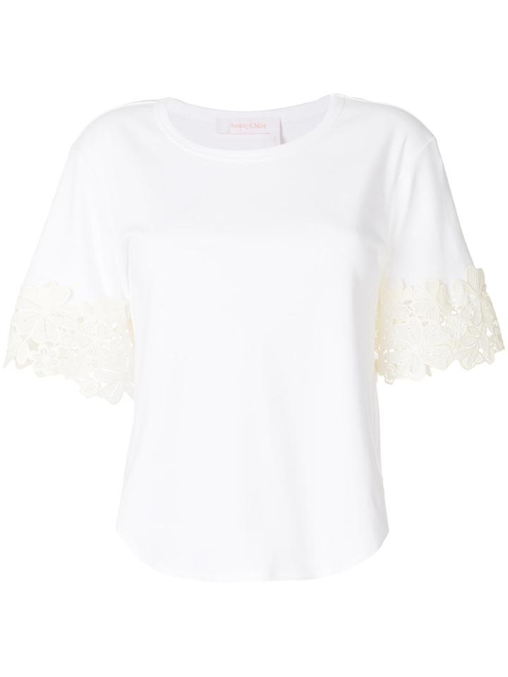 See By Chloé Lace-trimmed T-shirt - White