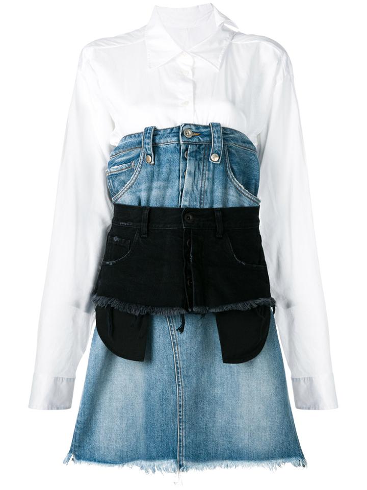 Unravel Project Layered Denim Dress - Blue