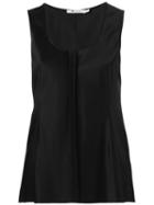 T By Alexander Wang Scoop Neck Tank Top, Women's, Size: 2, Black, Silk/spandex/elastane