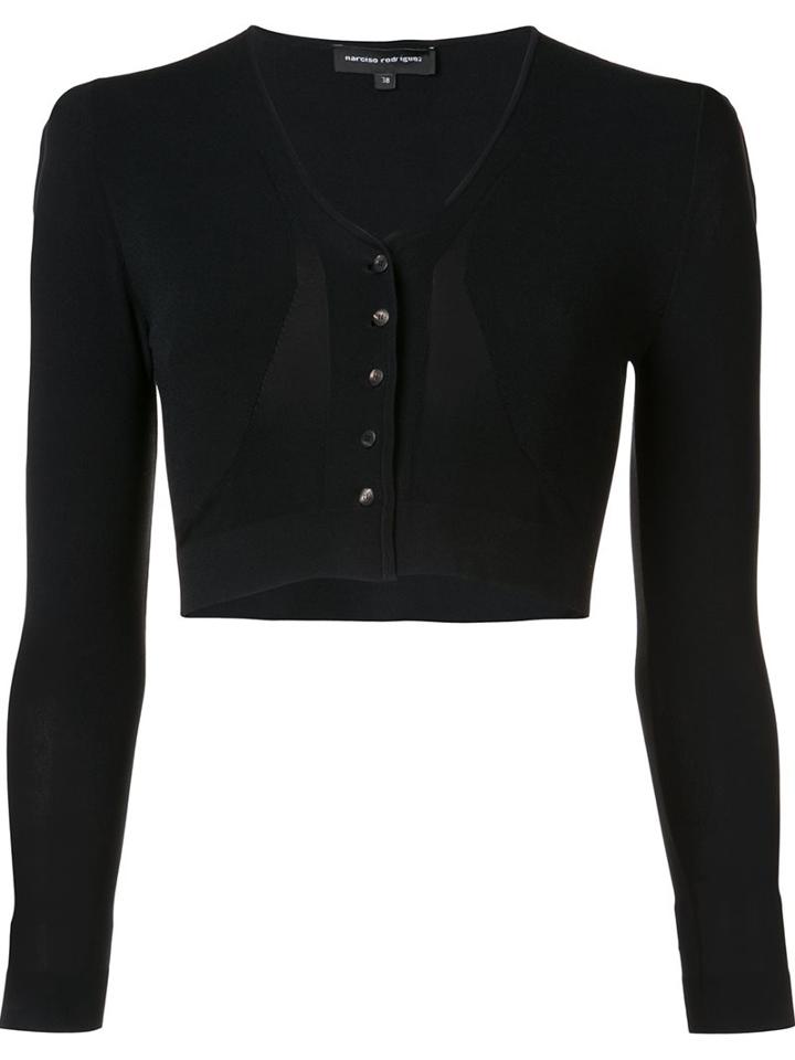Narciso Rodriguez V Neck Cropped Cardigan, Women's, Size: 38, Black, Viscose