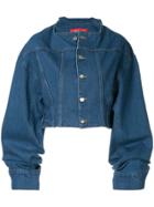 Solace London Cropped Denim Jacket - Blue