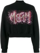 Msgm Sequinned Logo Sweatshirt - Black