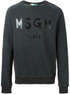 Msgm Logo Printed Sweatshirt, Men's, Size: Medium, Grey, Cotton