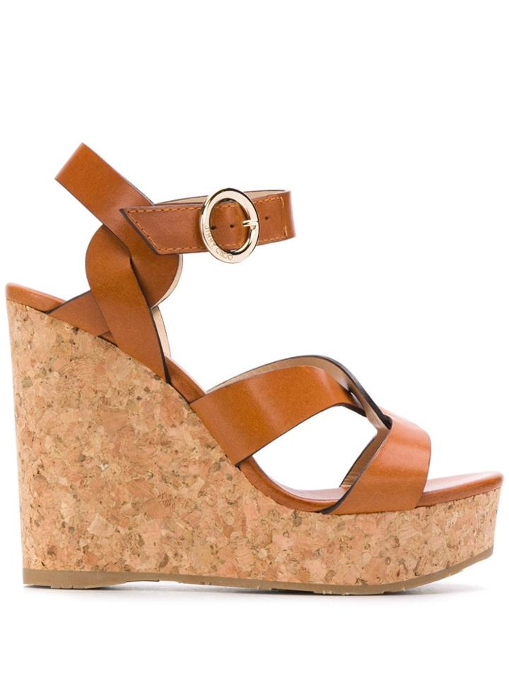 Jimmy Choo Aleili 120 Wedge Sandals - Brown