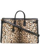 Saint Laurent Leopard Print Tote - Nude & Neutrals