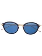 Thom Browne - Cat Eye Tinted Sunglasses - Unisex - Acetate/12kt Gold - One Size, Blue, Acetate/12kt Gold