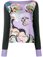 Emilio Pucci Knit Sleeve Printed Panel Top - Black