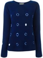 Suzusan Tie Dye Circles Jumper, Women's, Size: Medium, Blue, Cashmere
