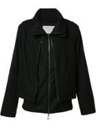 Private Stock Folded Neck Zipped Jacket - Black