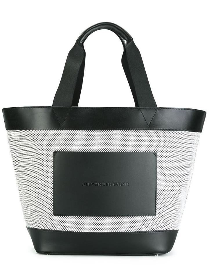Alexander Wang Logo Embossed Tote, Women's, Black, Cotton/leather
