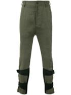 Ann Demeulemeester - Buckled Strap Detail Trousers - Men - Cotton/linen/flax - Xs, Green, Cotton/linen/flax