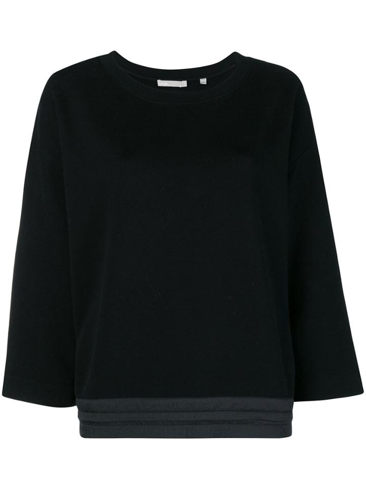 Vince Banded Hem Cropped Sleeve Top - Black