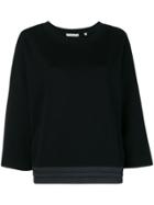 Vince Banded Hem Cropped Sleeve Top - Black