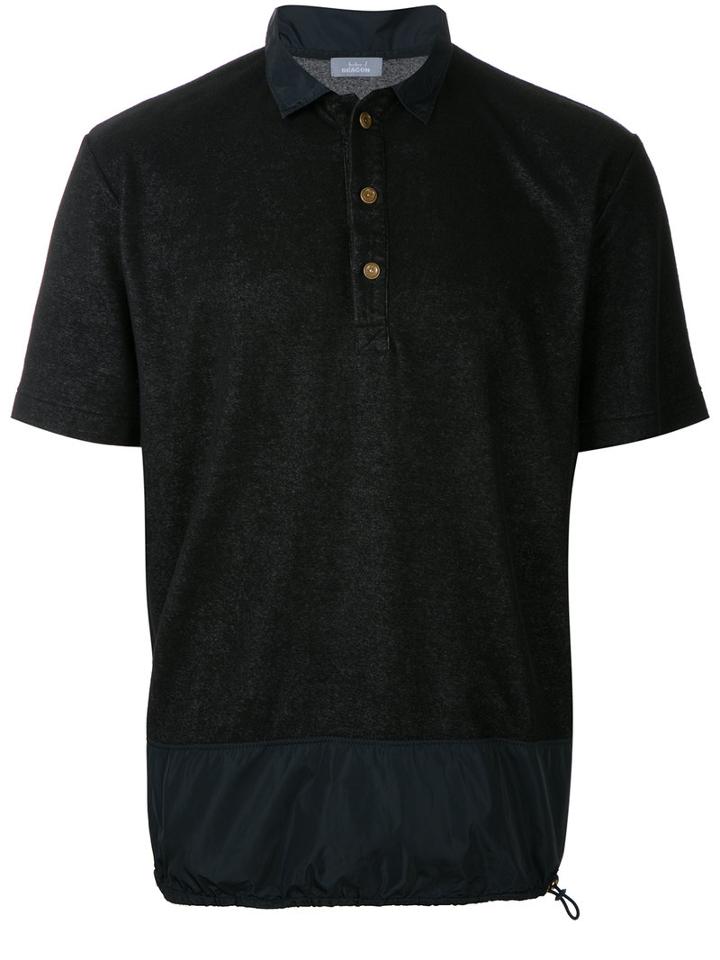 Kolor Drawstring Hem Polo Shirt, Men's, Size: 2, Black, Cotton/polyester