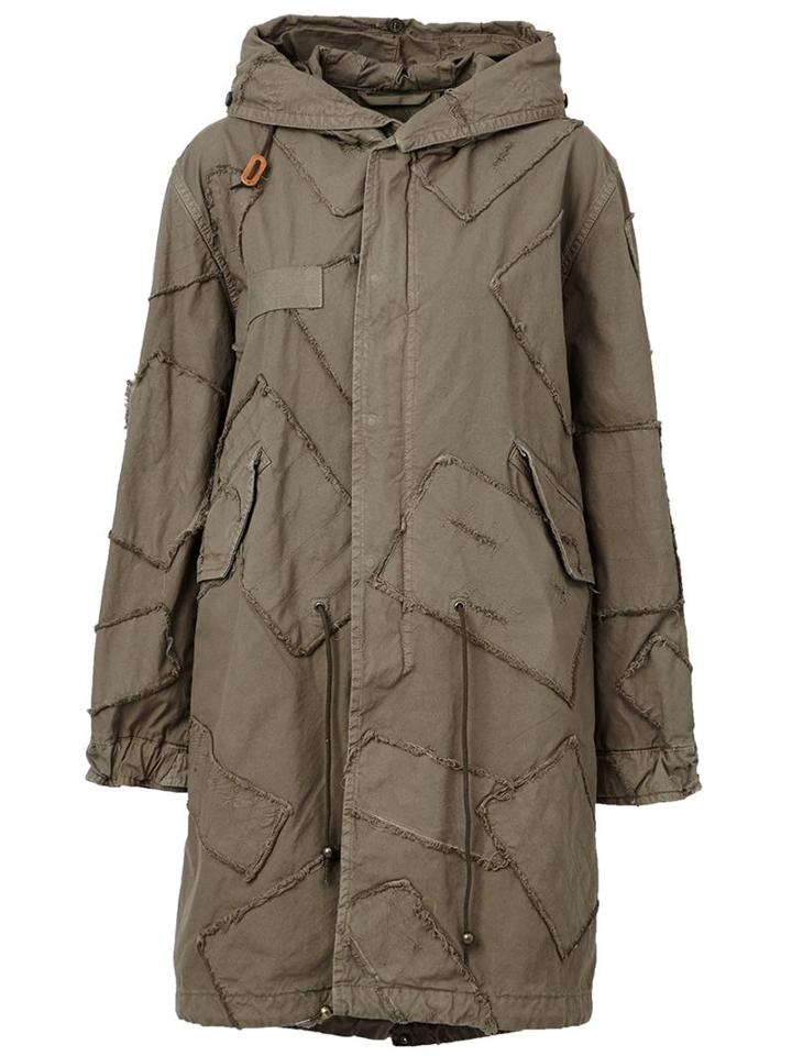 Mr & Mrs Italy Hooded Patchwork Parka, Women's, Size: Medium, Green, Cotton