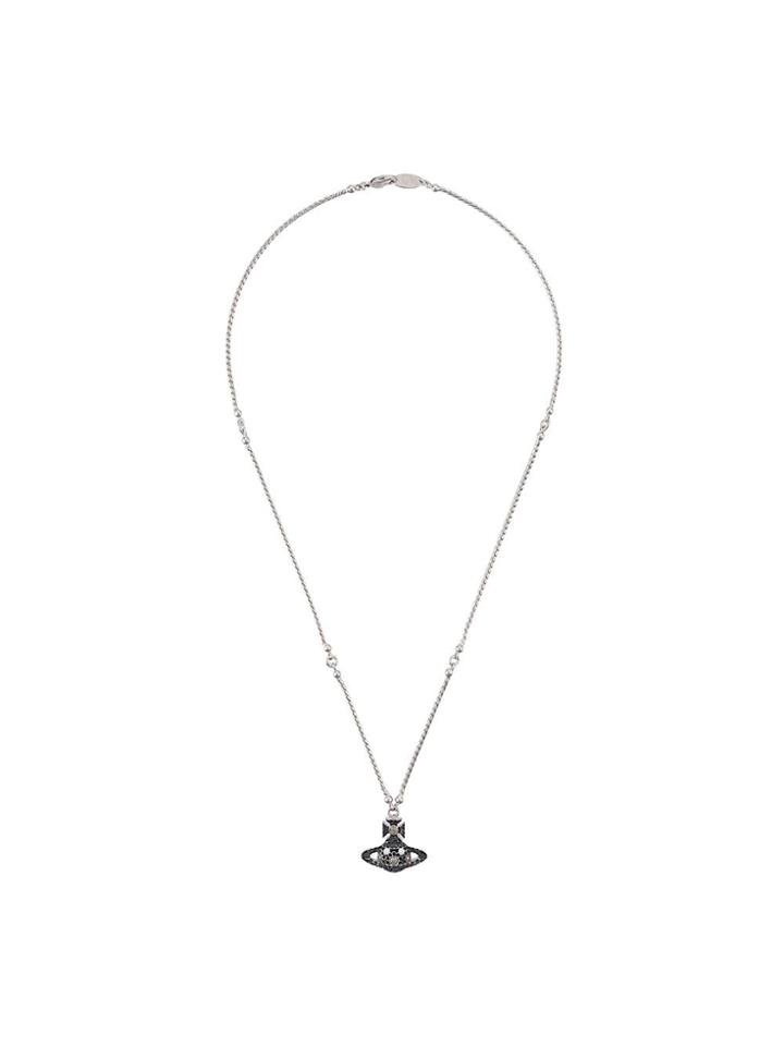 Vivienne Westwood Rhinestone Logo Necklace - Silver