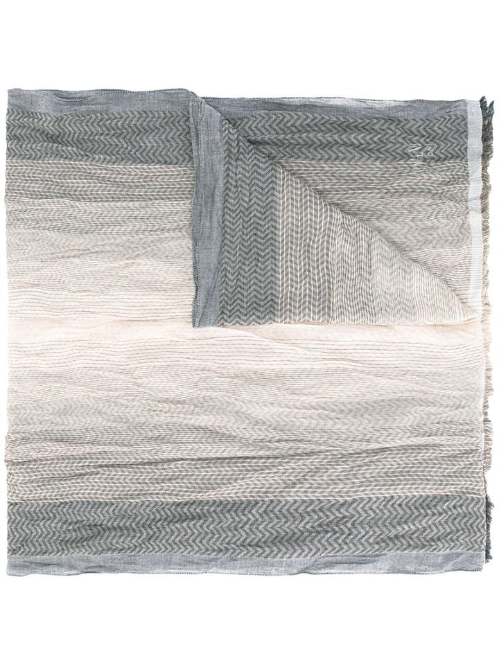 Pleated Zigzag Scarf - Men - Cotton/acrylic/polyester - One Size, Nude/neutrals, Cotton/acrylic/polyester, Armani Collezioni
