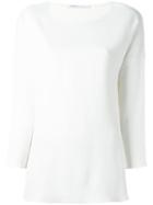 Agnona Round Neck Shift Blouse, Women's, Size: 42, White, Spandex/elastane/viscose