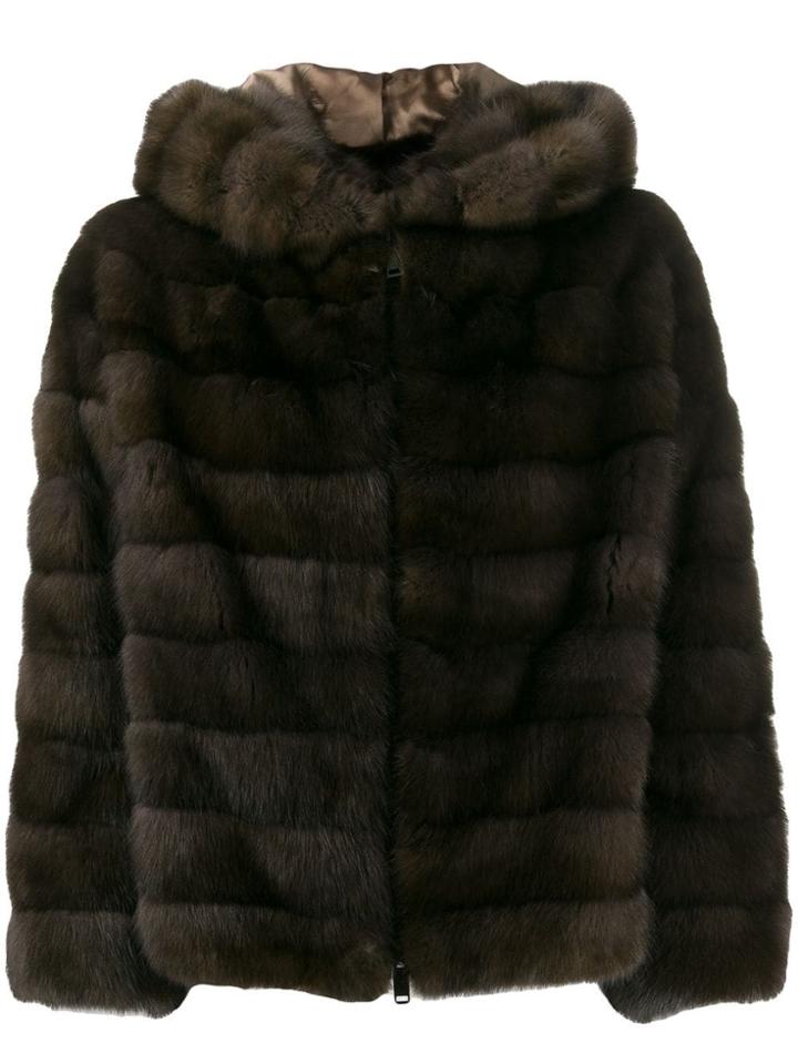 Liska Rita Zip-up Hooded Coat - Brown