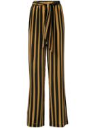 Rockins Tie Waist Striped Trousers - Black