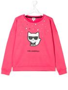 Karl Lagerfeld Kids Cat Print Sweatshirt - Pink & Purple
