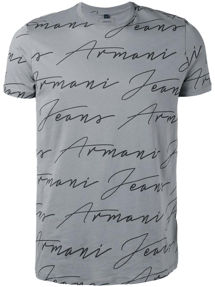 Armani Jeans - Script Logo T-shirt - Men - Cotton - Xxl, Grey, Cotton